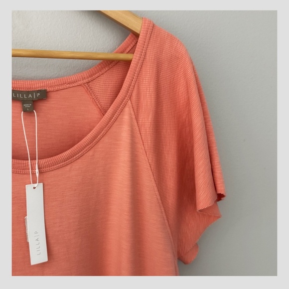 NWT Lilla P T- Shirt Dress Flutter Sleeve Shift Dress Cotton Modal Blend Peach - Picture 7 of 16